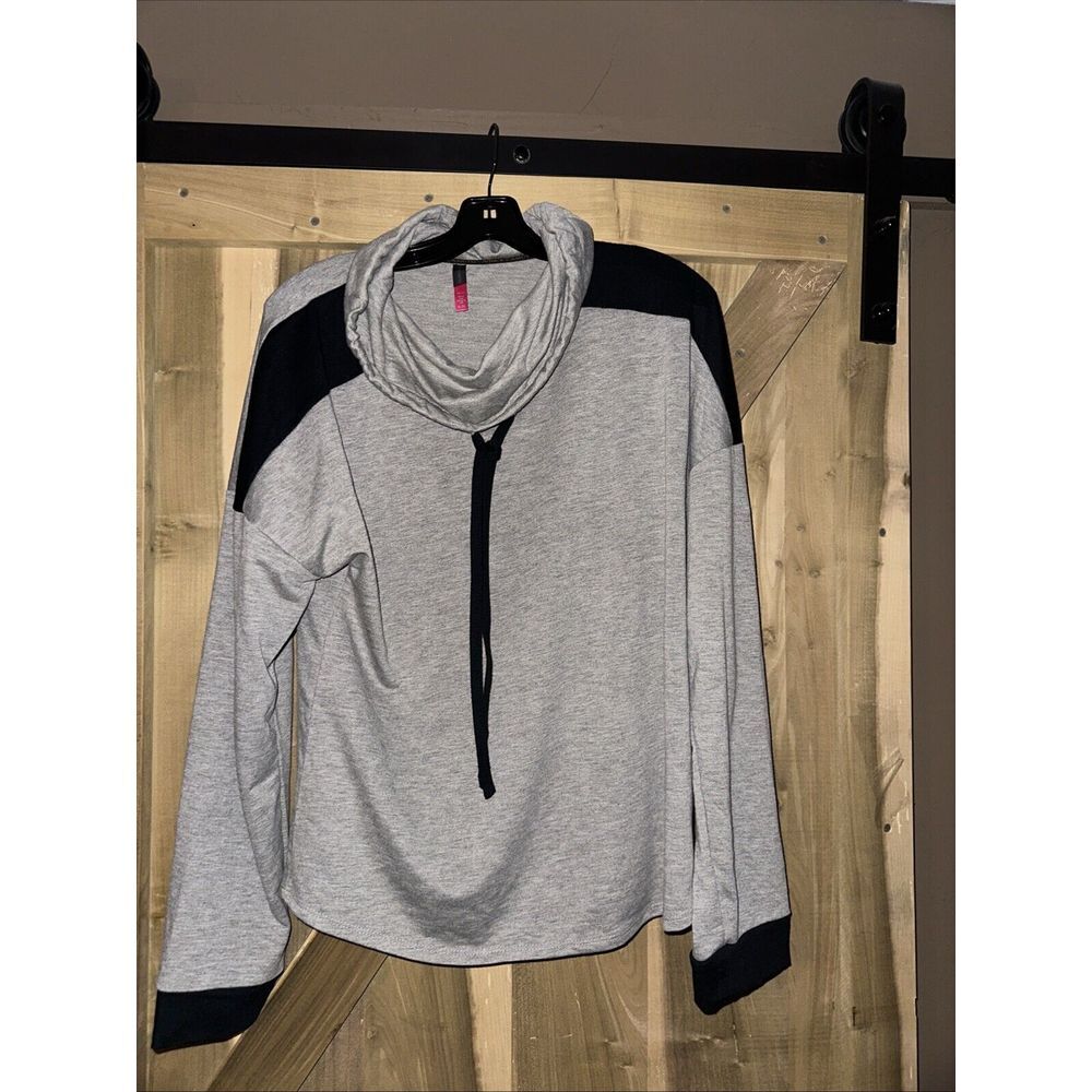 Vince Camuto Shirt Womens XL Heather Gray Cowl Neck Pullover Stretch‎ Athleisure